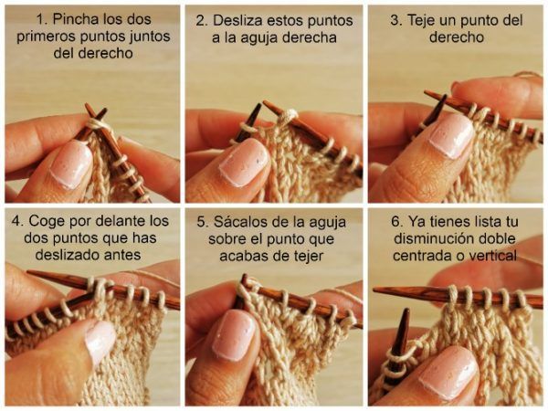 3 tipos de disminuciones dobles a dos agujas - Tejamos Sonrisas