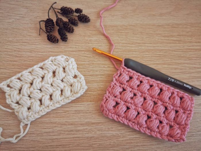 Punto puff, avellana o garbanzo a crochet
